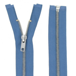 Fermeture Mtal Argent 60cm Bleu jeans